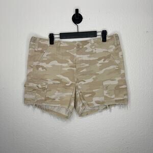 G1 Goods Womens Shorts Size 10 Beige Camo Cargo Cut Off Casual Wear